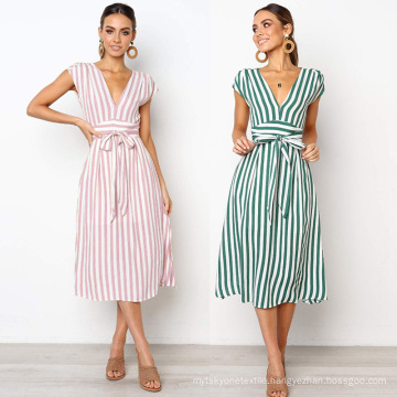 elegant V-neck Loose Sleeveless Dresses